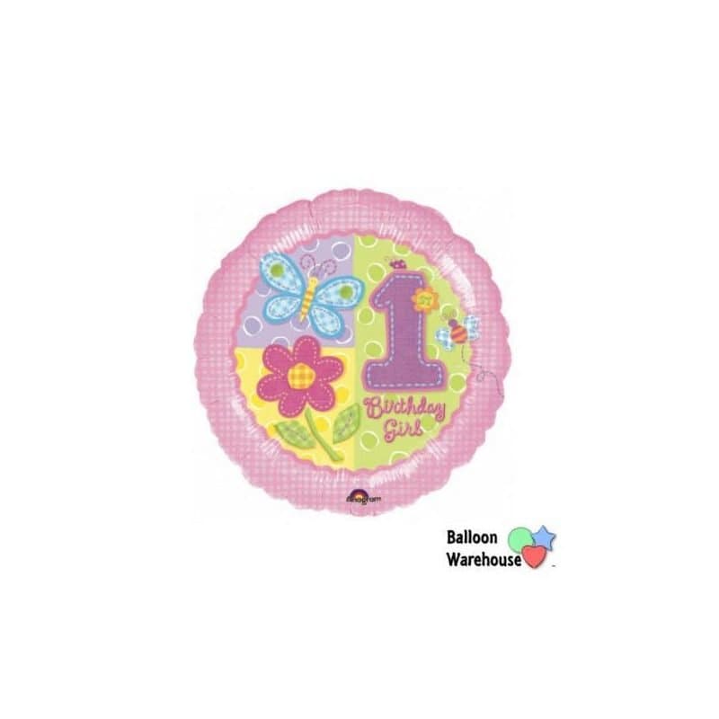 18" Foil Balloon - "1st Birthday Girl" Pink, Round